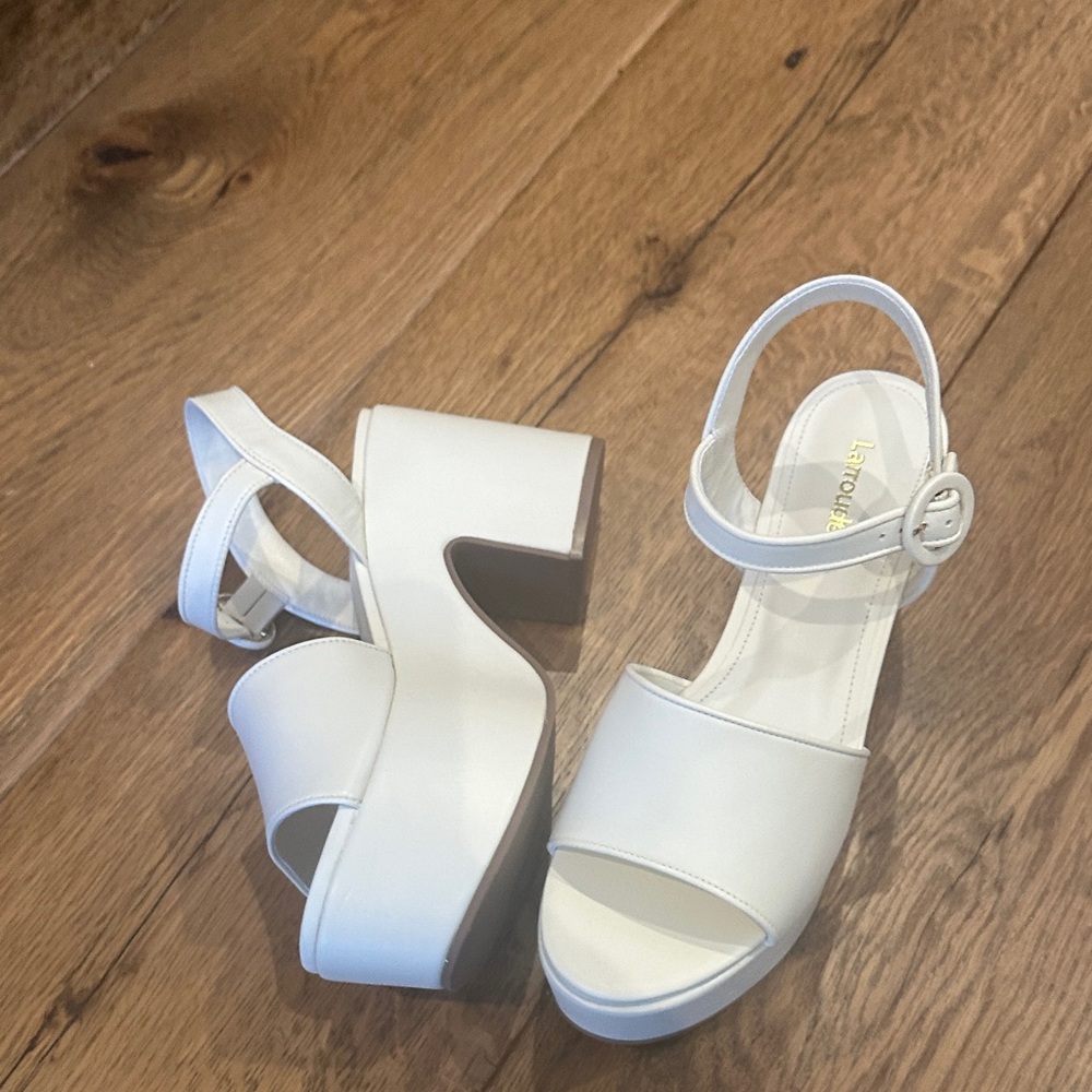 Larroude White Platform Sandals - image 7